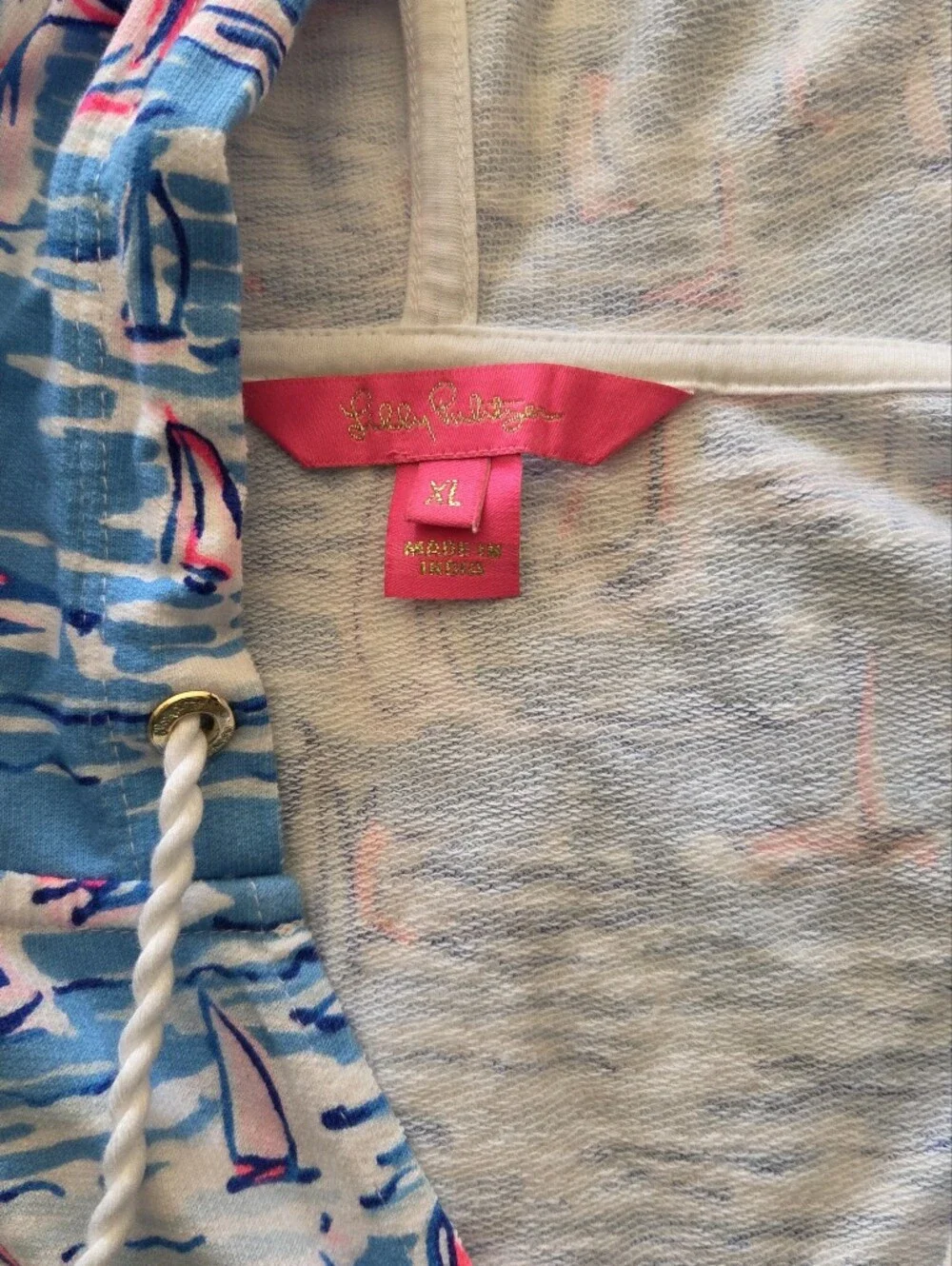Lilly Pulitzer Blue & Pink Patterned Swim Hoodie - Picture 3 of 5